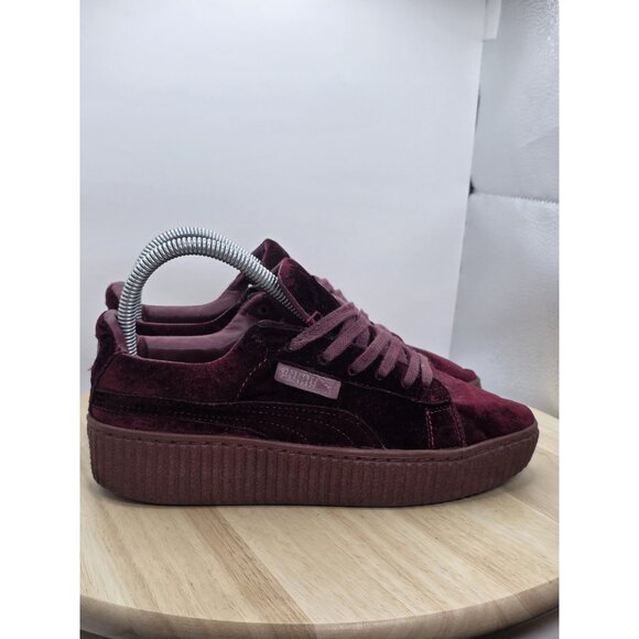 Size 7.5 PUMA Fenty x Velvet Creeper Burgundy Rihanna Royal Shoes Women Sneakers - Picture 3 of 7